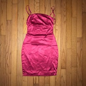 Thin Strap Cut Out Detail Satin Mini Dress